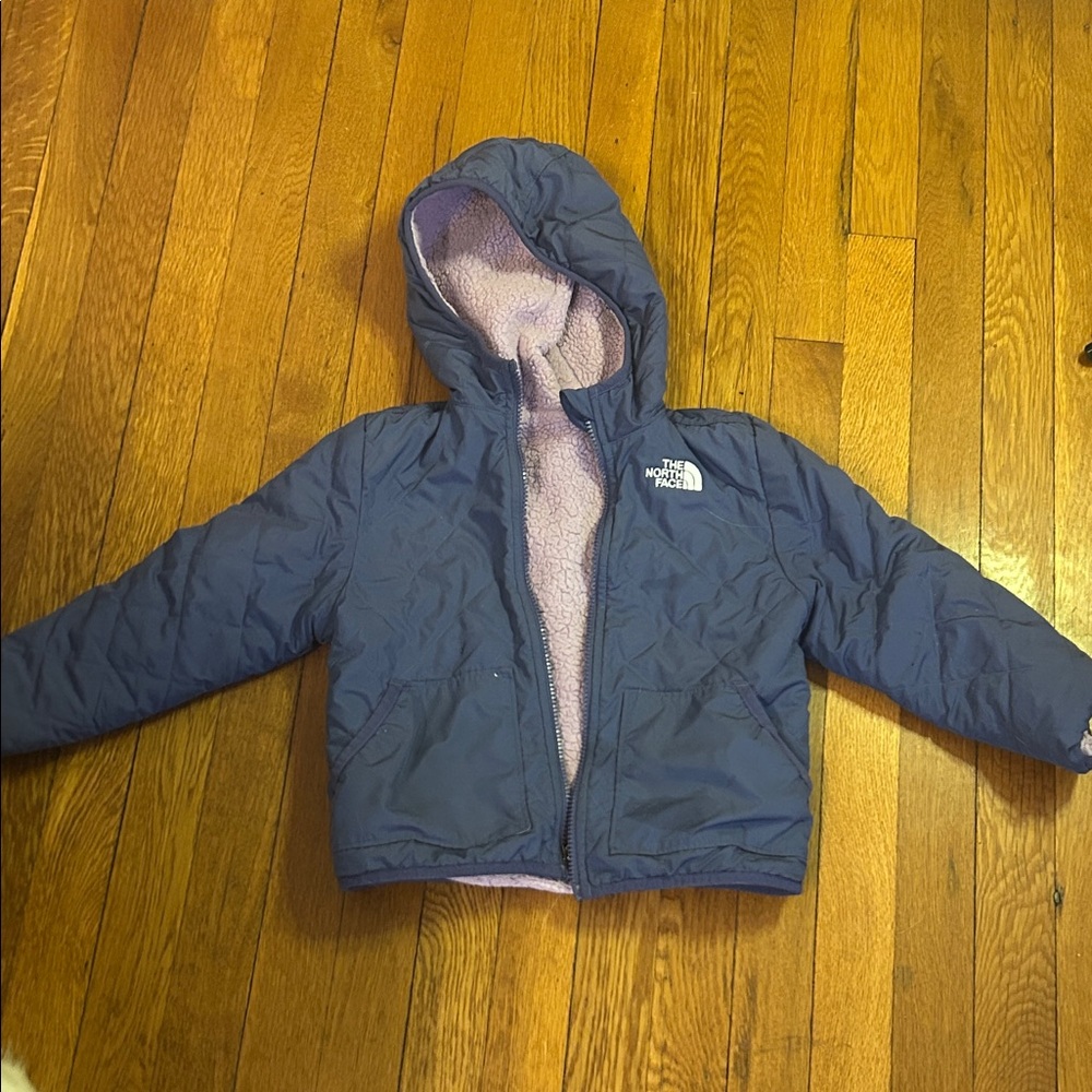 The North Face Purple Quilted Jacket with Soft Lavender Fleece, fully reversible